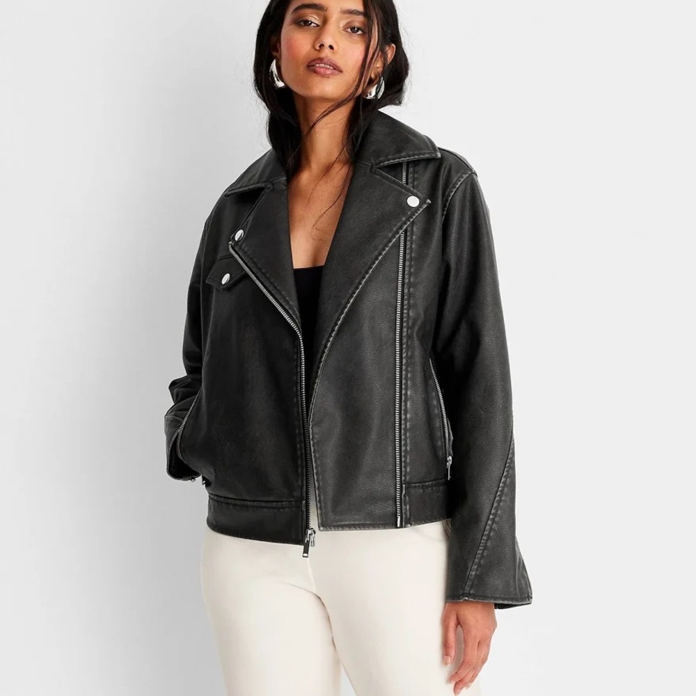 Universal Thread Charcoal Black Moto Jacket Sz Medium